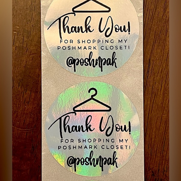 NEW! 100 SILVER HOLOGRAPHIC CUSTOM STICKERS with your Closet name- Hangar - Picture 1 of 3
